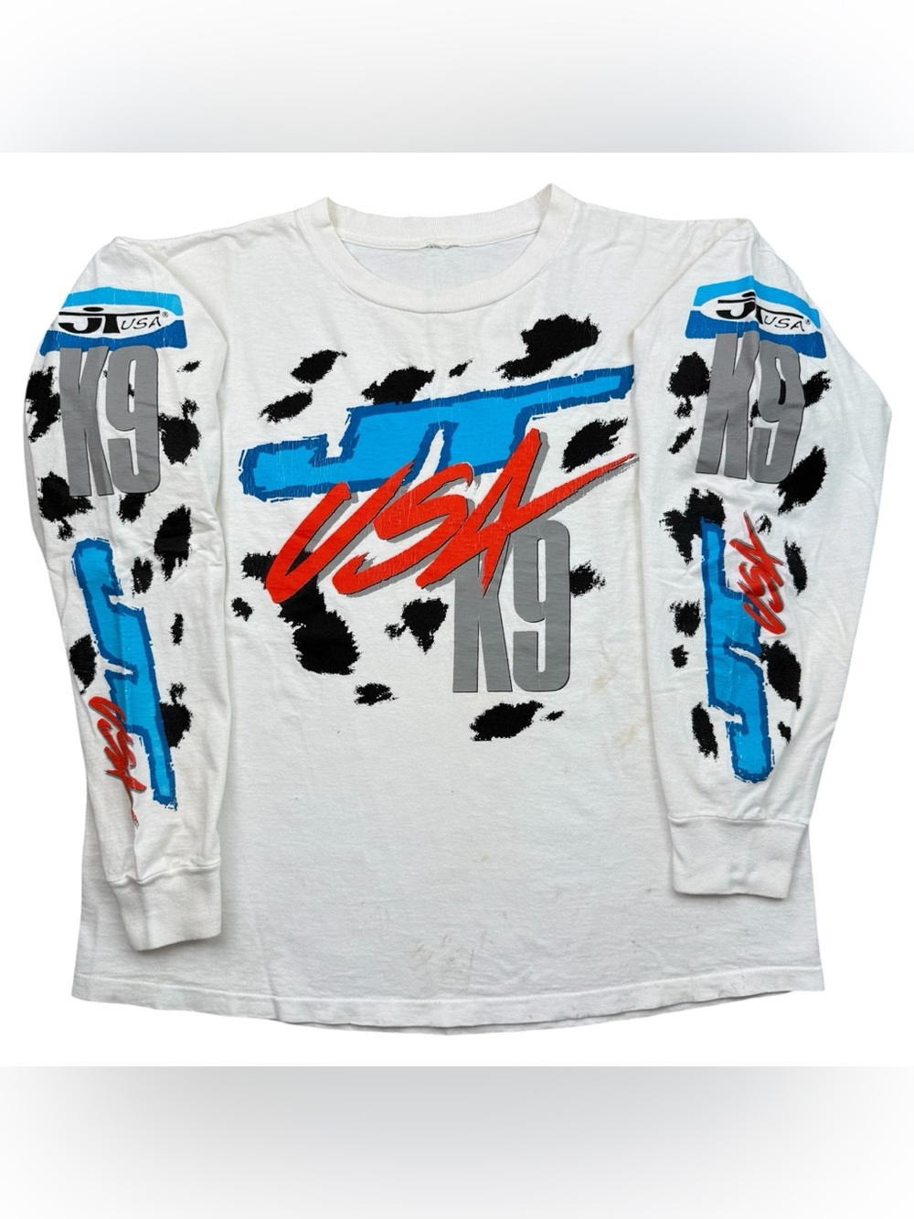 VTG 90s JT Racing USA Dalmatian K9 Motocross BMX RARE Boxy Long Sleeve t-shirt L